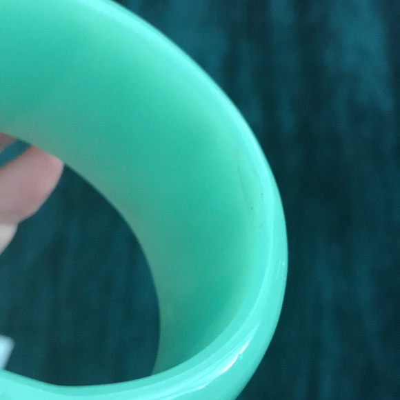 Vintage Chunky Bangle Bracelet Polka Dots green teal white - Picture 7 of 10